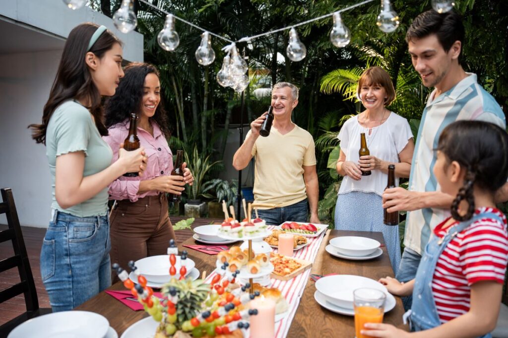 Cost-effective fall party décor combining LED furniture and rustic details