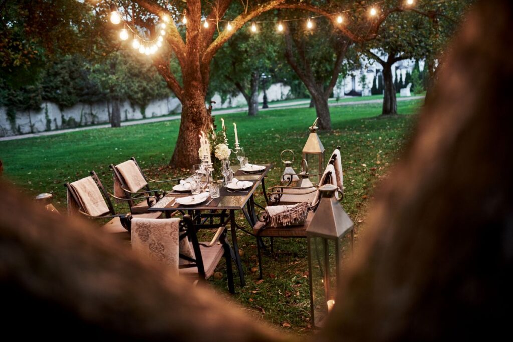 DIY party decor setup with handmade decorations